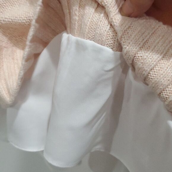 Lauren Ralph Lauren Pull Over Peach Cardigan, Faux Collar, Size Medium - Picture 6 of 9